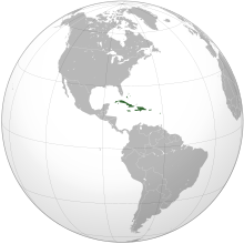Lage der Karibik auf einer Weltkarte