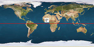 Weltkarte mit Äquatorlinie