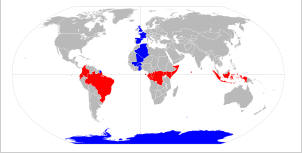 Weltkarte mit O Meridian und Äquator
