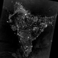 Satellitenaufnahme Indischer Subkontinent bei Nacht
