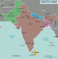 Politische Karte vom Indischen Subkontinent