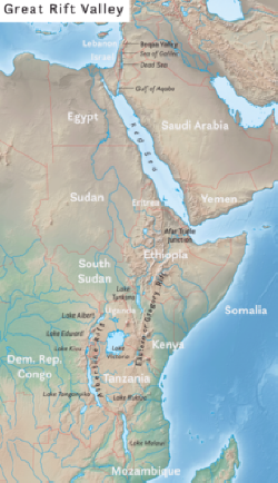 Karte vom Großen Afrikanischen Grabenbruch