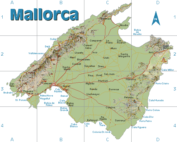 Karte von Mallorca