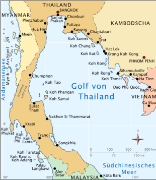 Karte des Golf von Thailand