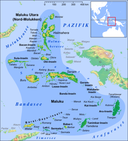 Karte der Molukken mit der Bandasee