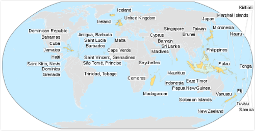 Weltkarte Inselstaaten mit Namen