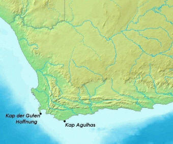 Karte von Afrikas Südspitze