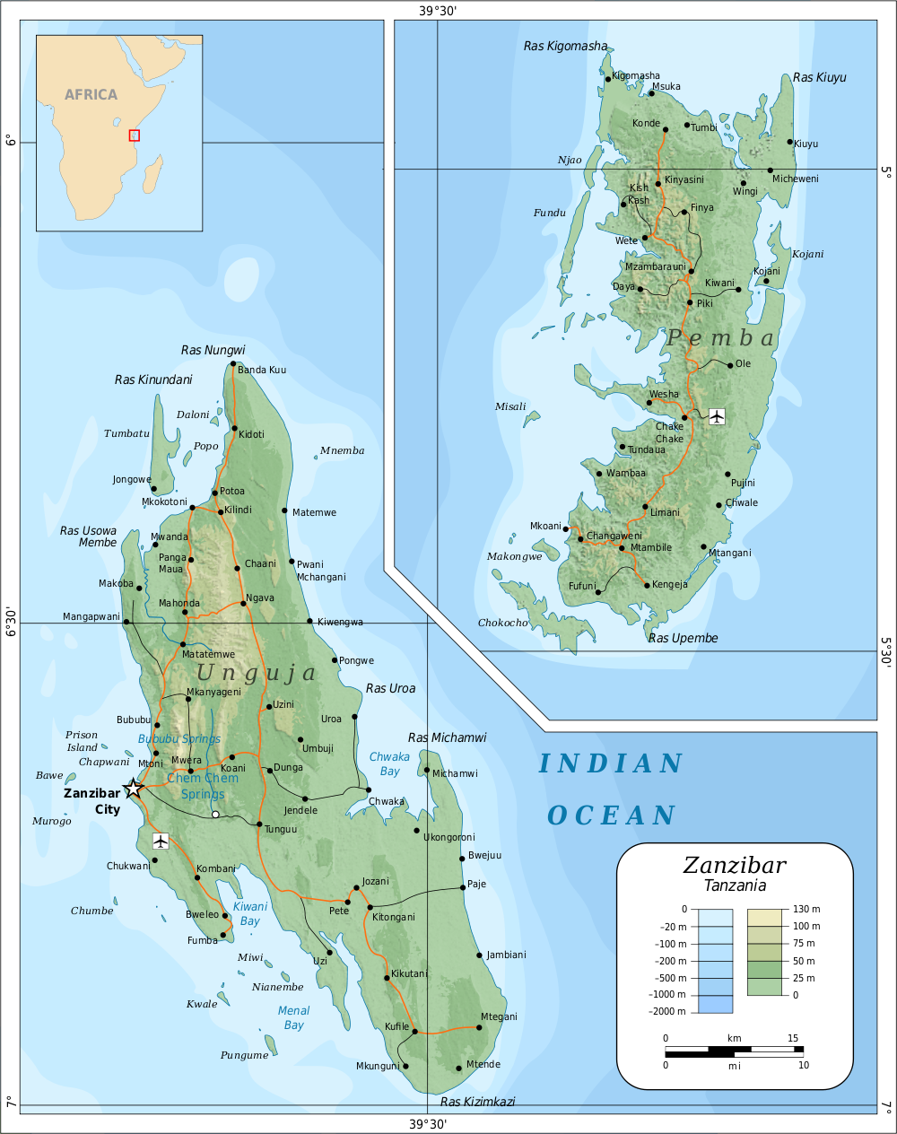 Der Sansibar-Archipel vor der Ostküste Afrikas