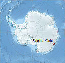 Lagekarte der Sabrina-Küste in Antarktika