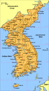 Karte der Koreanischen Halbinsel