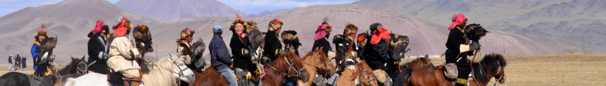 Kazakh eagle hunters in Ölgii