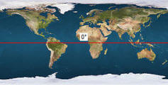 Weltkarte mit Äquatorlinie