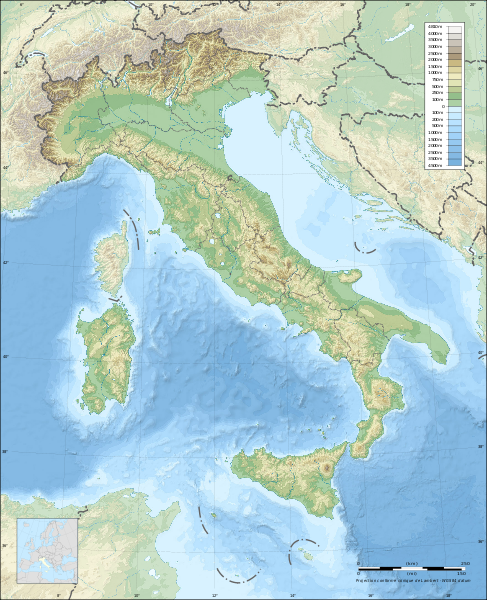 Topographische Karte der Apenninhalbinsel