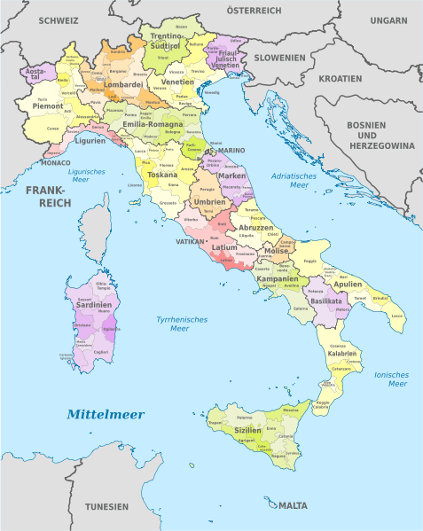 Karte der italienischen Provinzen