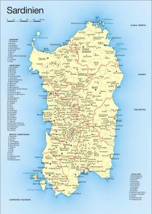 Karte von Sardinien