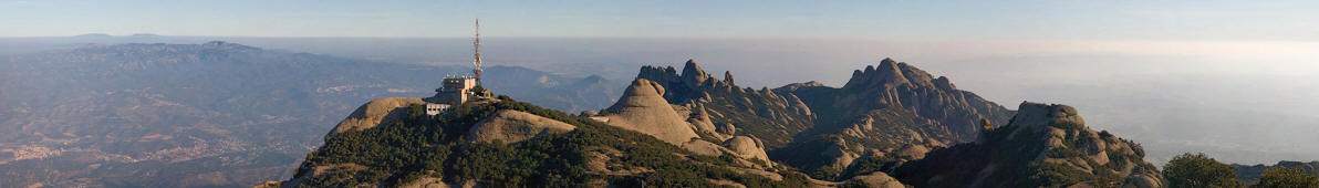 A panoramic view from St Jerome at 1236 metres above sea level on the mountains of Montserrat in Catalonia