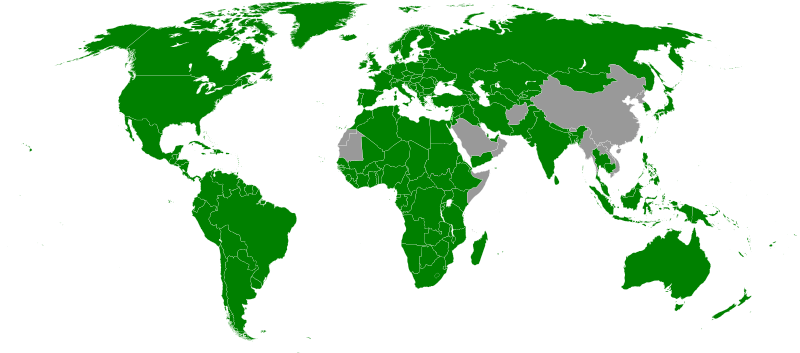 Karte Diplomatische Beziehungen des Heiligen Stuhls 