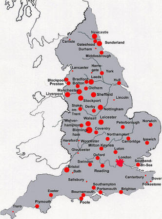 Städtekarte England
