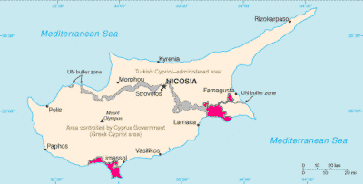 Lagekarte Akrotiri und Dhekelai auf Zypern