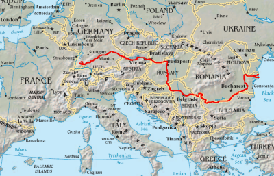 Karte vom Verlauf der Donau