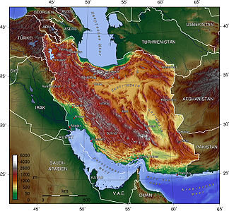 Irans Topografie mit dem Zāgros-Gebirge