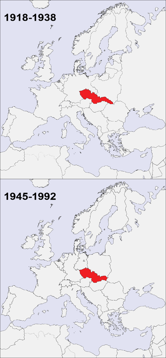 Lage der Tschechoslowakei im veränderten Europa 1918–1938 und 1945/49–1990/92