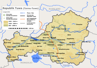 Karte der Tuwinischen Volksrepublik
