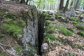 Spalte einer Bergzerreißung am Brochenen Kogel, Österreich