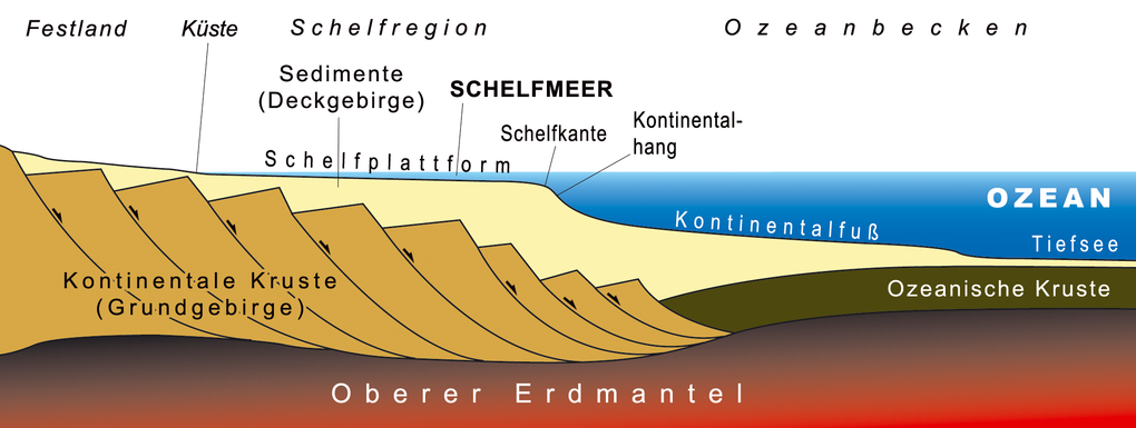 Skizzierung Schelf, Schelfmeer