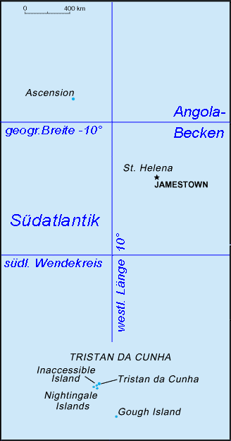 Karte von St. Helena, Ascension und Tristan da Cunha