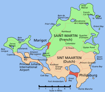 Politische Karte der Insel St.Martin