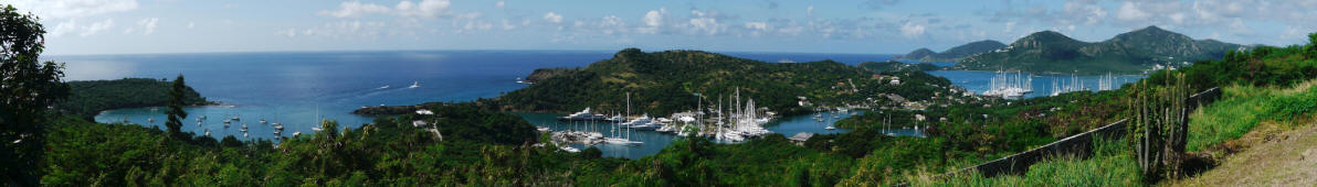 Blick über Nelson's Dockyard am English Harbour auf Antigua