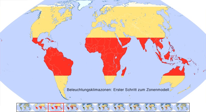 Weltkarte Beleuchtungsklimazonen