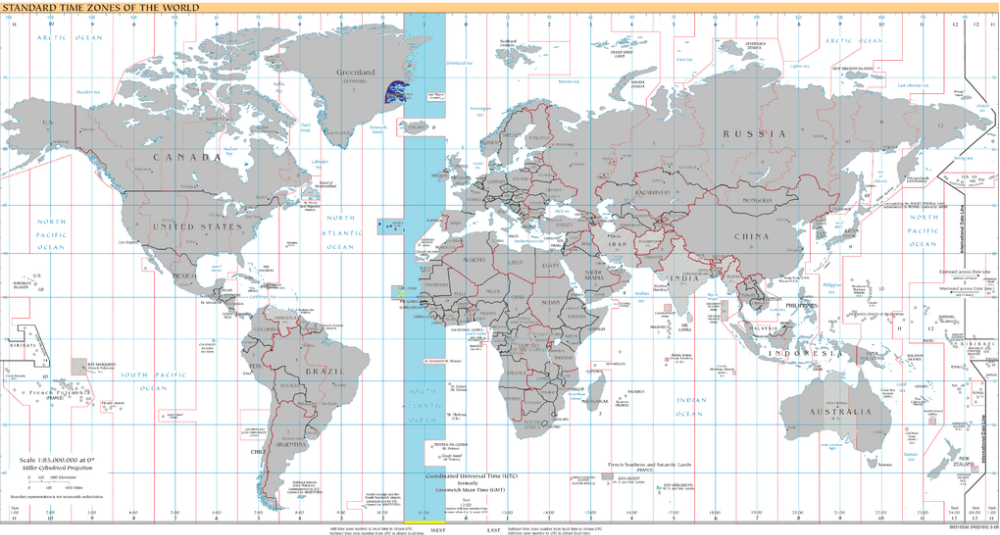 Zeitzonenkarte UTC-1