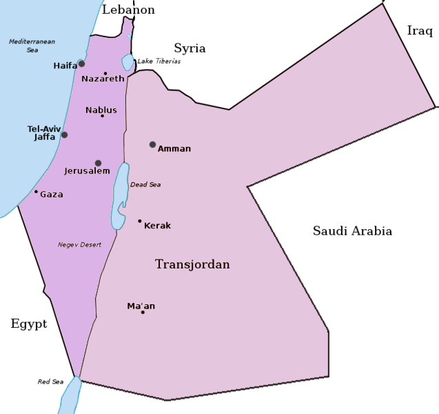 Karte von Transjordanien