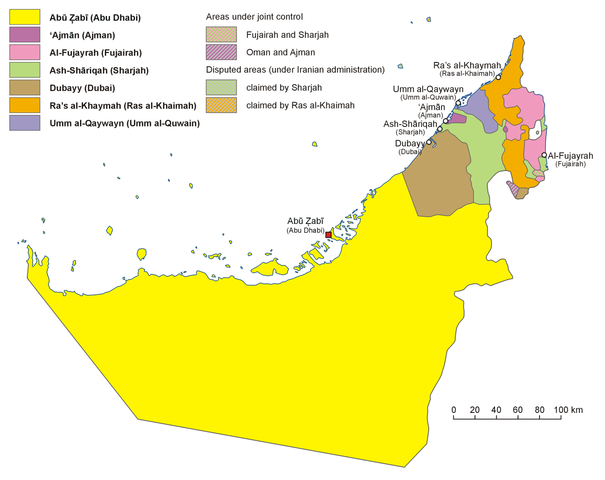 Lagekarte der einzelnen Emirate 