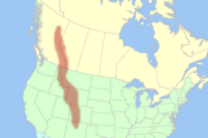 Lage der eigentlichen Rocky Mountains in Kanada und den USA