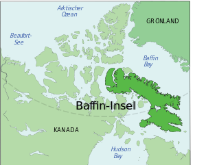 Lage der Baffininsel (Qikiqtaaluk)   Baffin Island, Baffinland 