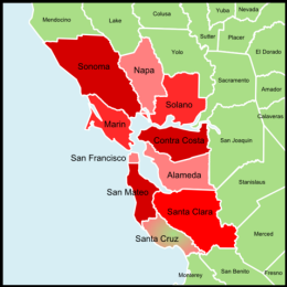 Die Countys der Bay Area und ihr Umland