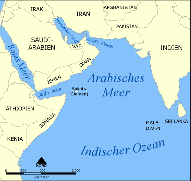 Karte vom Arabischen Meer