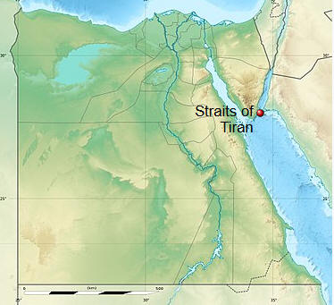 Lagekarte der Straße von Tiran im Nahen Osten