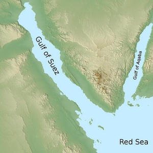 Karte mit Golf von Suez und Golf von Akaba