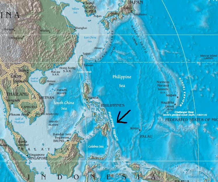 Karte mit dem Philippinengraben (Philippine trench)