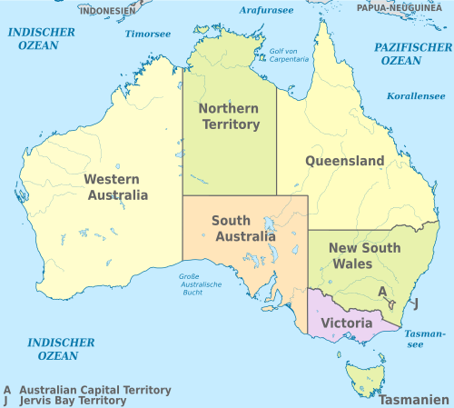 Karte Australische Bundesstaaten