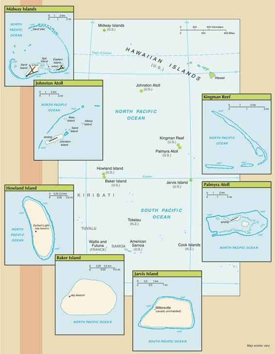 Karte United States Pacific Island Wildlife Refuges
