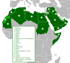 Karte mit den Ländern der Arabischen Liga