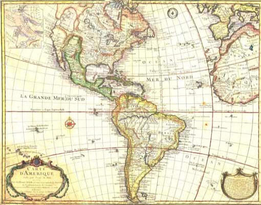 Karte von der Neuen Welt Carte d'Amérique von Guillaume Delisle