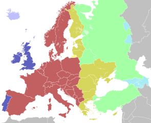 Karte der Zeitzonen in Europa