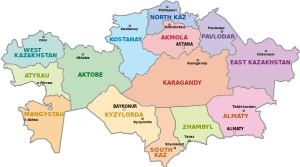 Administrative Gliederungskarte Kasachstan